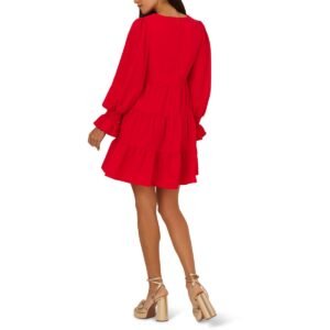 Adrianna Papell Womens V-Neck Tiered Mini Dress