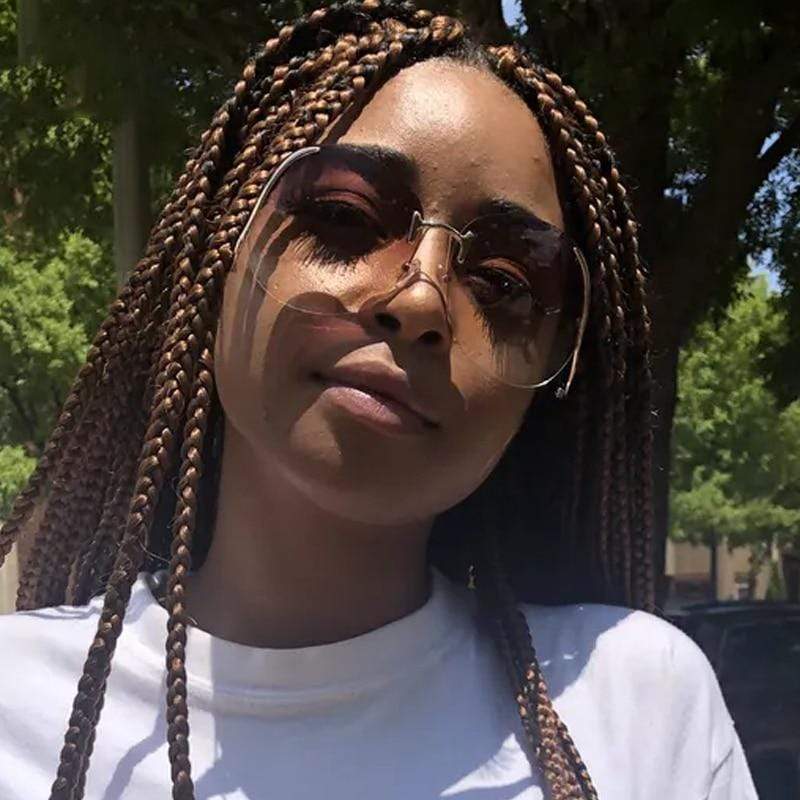 Oversized Rimless Sunglasses Women Vintage Brand Designer Square Sun Glasses Shades Female Pilot Big Frames Eyeglasses UV400 - Image 3