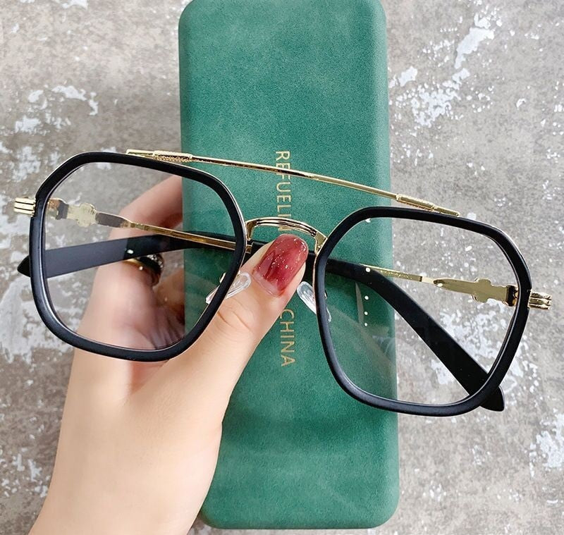 Double Beam Square Myopia Glasses  Men Women Retro  Anti Blue Ligh Nearsighted Prescription  Computer Eyeglasses - Image 3
