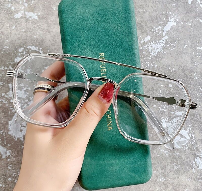 Double Beam Square Myopia Glasses  Men Women Retro  Anti Blue Ligh Nearsighted Prescription  Computer Eyeglasses - Image 2