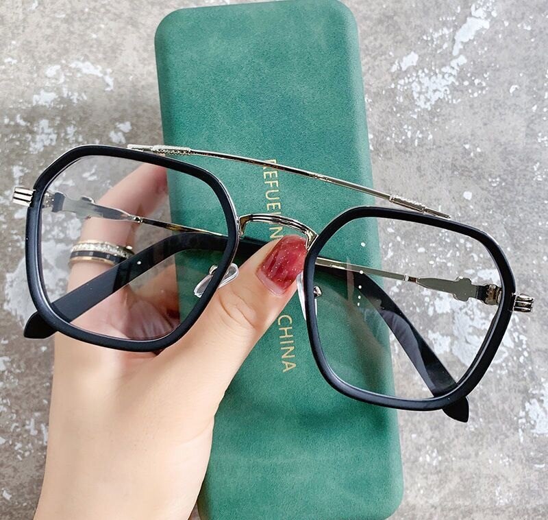 Double Beam Square Myopia Glasses  Men Women Retro  Anti Blue Ligh Nearsighted Prescription  Computer Eyeglasses - Image 6