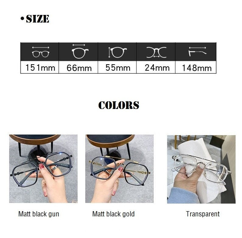 Double Beam Square Myopia Glasses  Men Women Retro  Anti Blue Ligh Nearsighted Prescription  Computer Eyeglasses - Image 4