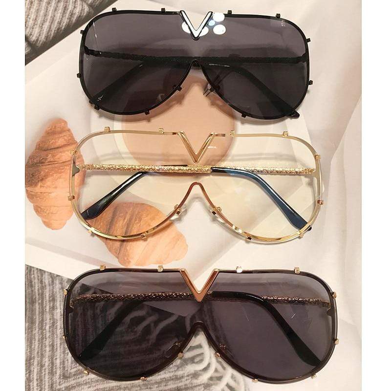 New Fashion One Piece Shield For Women Vintage Oversized Paw Sun Glasses - Image 5