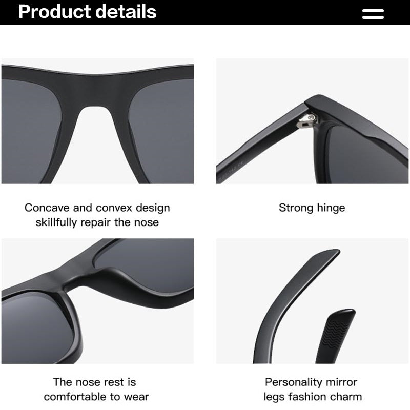 Classic Men's Square Sunglasses Fashion Brand Designer Rivet Retro Women Sun Glasses UV400 - Image 6
