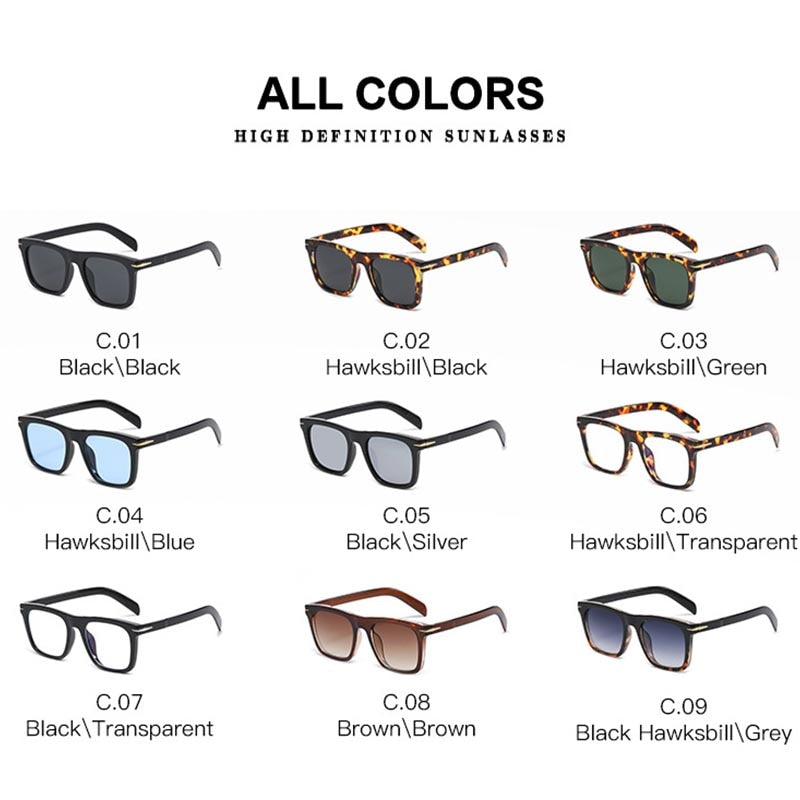 Classic Men's Square Sunglasses Fashion Brand Designer Rivet Retro Women Sun Glasses UV400 - Image 4