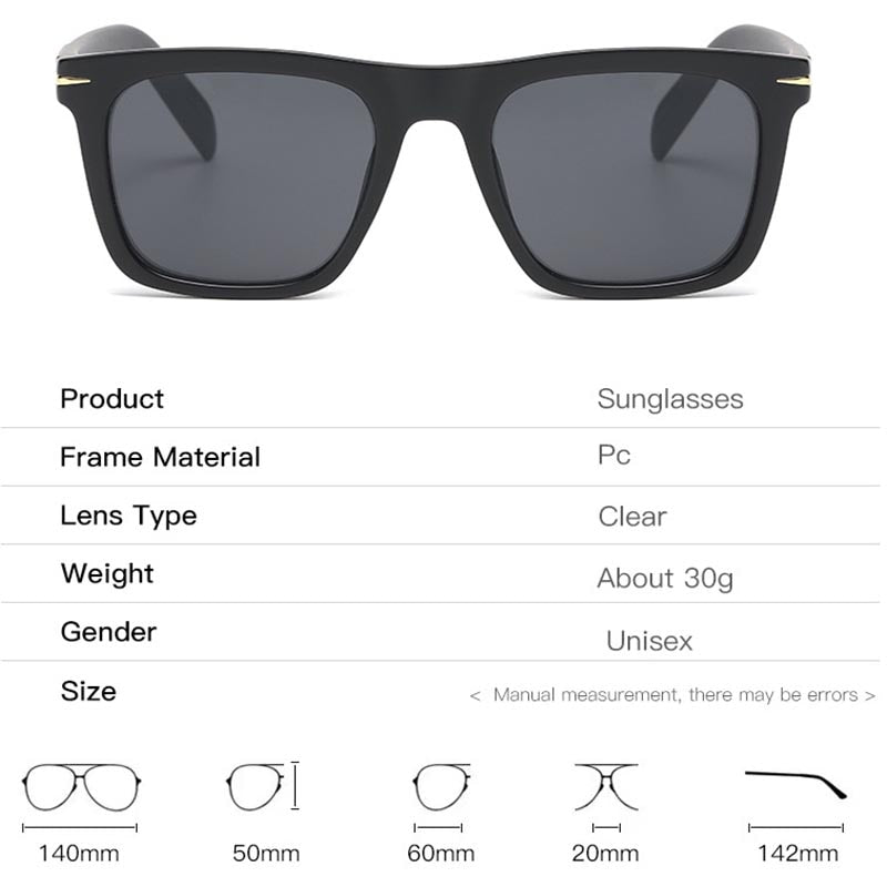 Classic Men's Square Sunglasses Fashion Brand Designer Rivet Retro Women Sun Glasses UV400 - Image 5