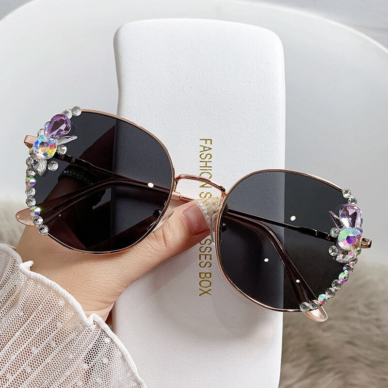 Classic Round Luxury Brand Sunglasses Women Bling Diamond Sun Glasses Vintage Shades Female Pink Eyewear Gafas De Sol - Image 9