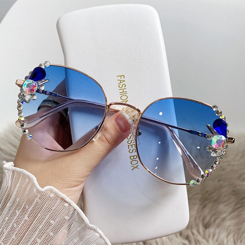 Classic Round Luxury Brand Sunglasses Women Bling Diamond Sun Glasses Vintage Shades Female Pink Eyewear Gafas De Sol - Image 12