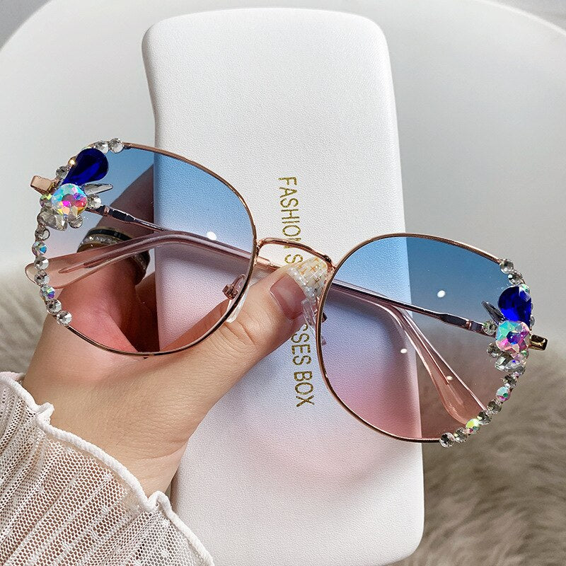 Classic Round Luxury Brand Sunglasses Women Bling Diamond Sun Glasses Vintage Shades Female Pink Eyewear Gafas De Sol - Image 4