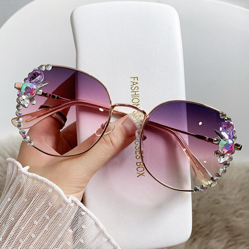 Classic Round Luxury Brand Sunglasses Women Bling Diamond Sun Glasses Vintage Shades Female Pink Eyewear Gafas De Sol - Image 8