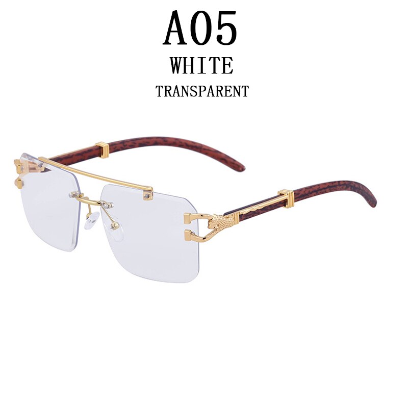 Wooden Sunglasses For Men Square Rimless Sunglasses Women Wood Grain Vintage Fashion Glasses Luxury Retro Gafas De Sol Sun - Image 18
