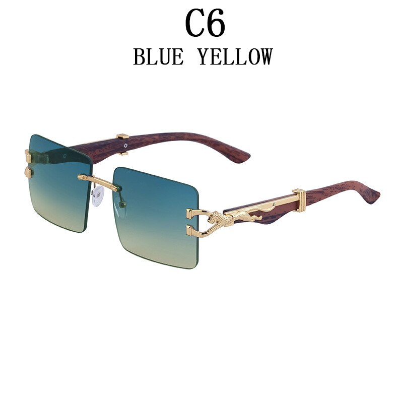 Wooden Sunglasses For Men Square Rimless Sunglasses Women Wood Grain Vintage Fashion Glasses Luxury Retro Gafas De Sol Sun - Image 16