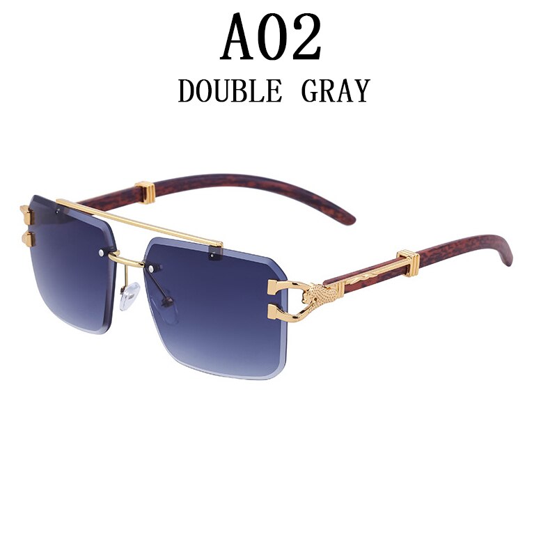 Wooden Sunglasses For Men Square Rimless Sunglasses Women Wood Grain Vintage Fashion Glasses Luxury Retro Gafas De Sol Sun - Image 12