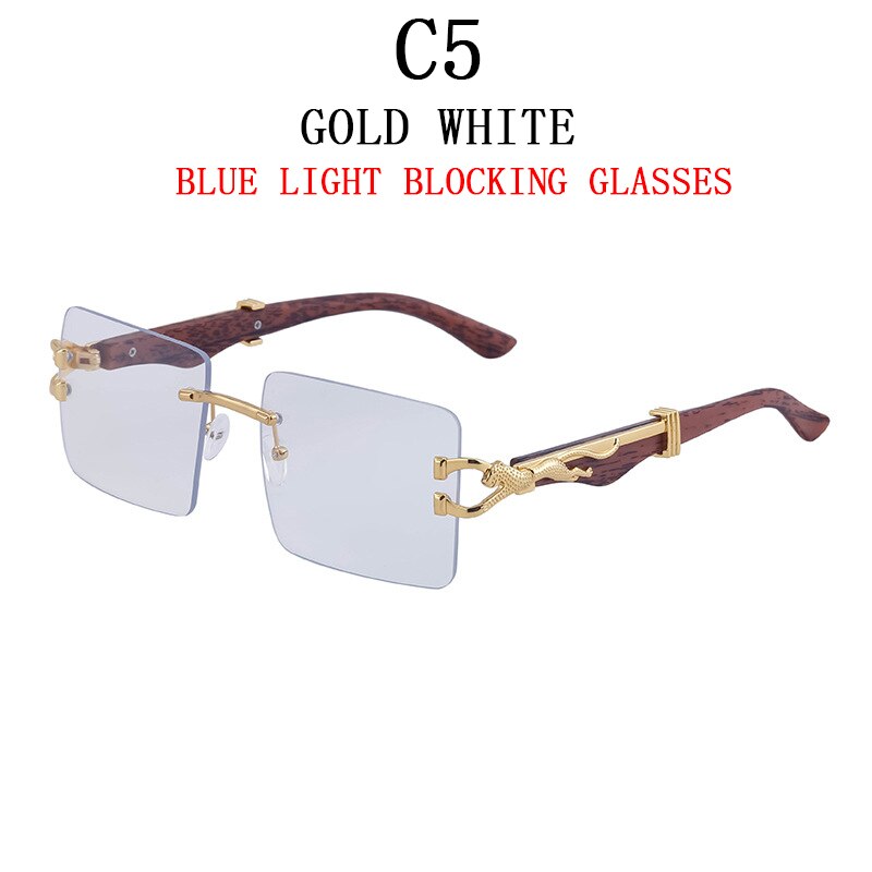 Wooden Sunglasses For Men Square Rimless Sunglasses Women Wood Grain Vintage Fashion Glasses Luxury Retro Gafas De Sol Sun - Image 15