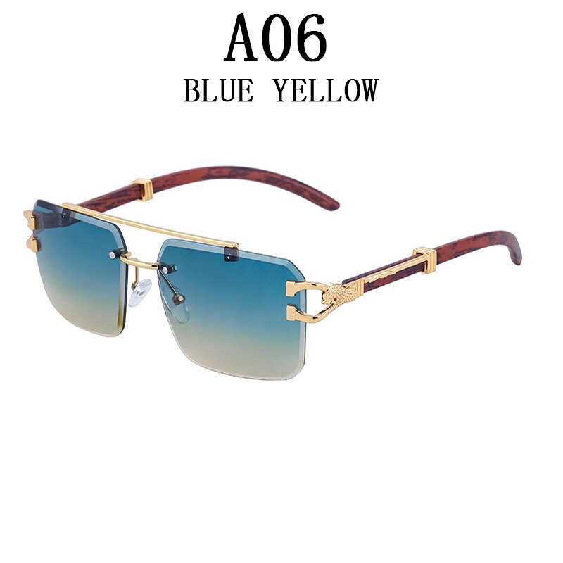 Wooden Sunglasses For Men Square Rimless Sunglasses Women Wood Grain Vintage Fashion Glasses Luxury Retro Gafas De Sol Sun - Image 10