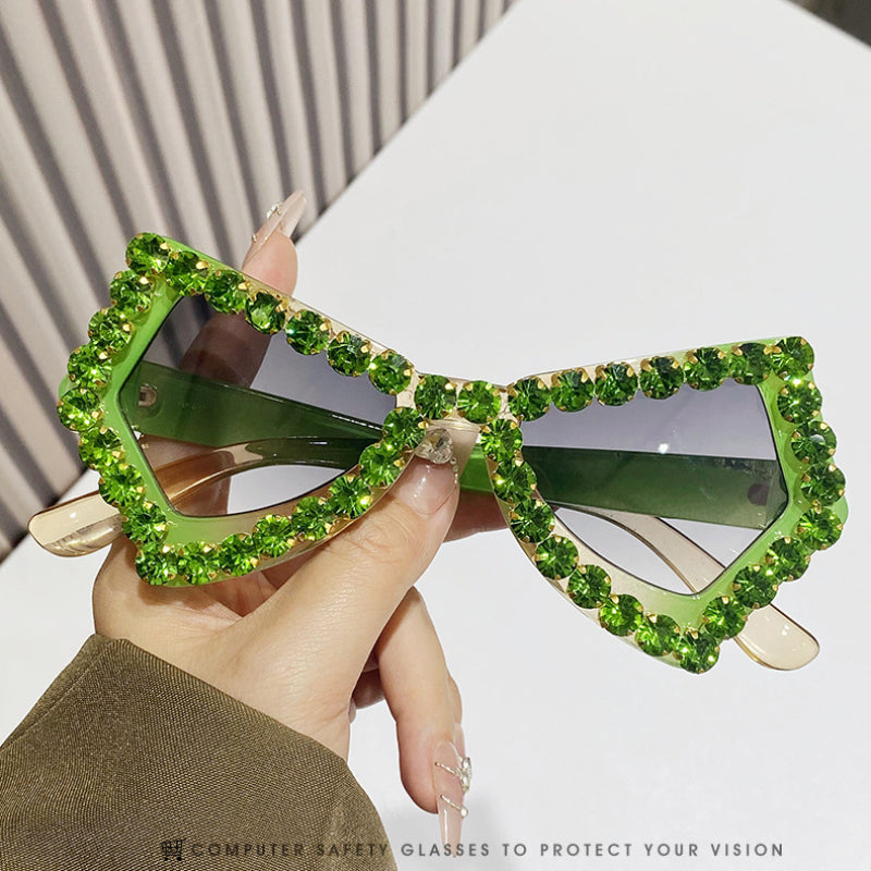 Butterfly diamond sunglasses. cross-border personalized handmade rhinestones fashion hip-hop - Image 2