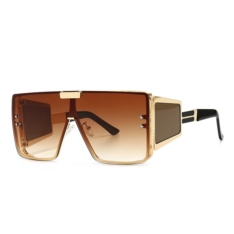 46588 Square Oversized One Lens Sunglasses Retro Men Women Fashion Shades UV400 Vintage Glasses - Image 7