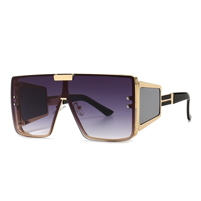 46588 Square Oversized One Lens Sunglasses Retro Men Women Fashion Shades UV400 Vintage Glasses - Image 12