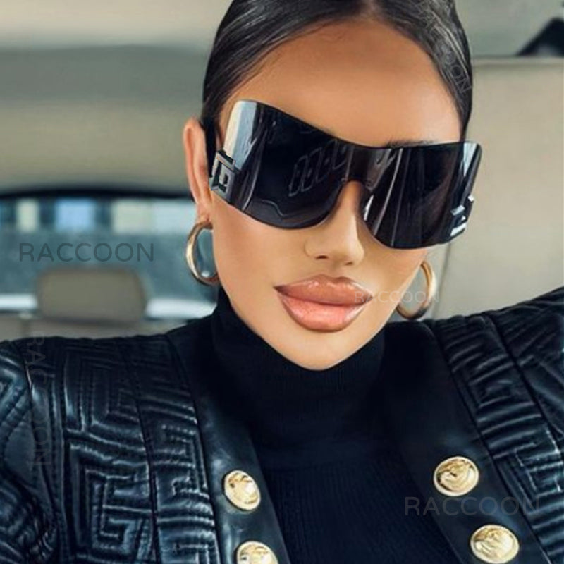 One Piece Shield Rimless Wrap Around Sunglasses Women Vintage Fashion Oversized Sun Glasses Men Trend Luxury Brand Design Shades - Image 3