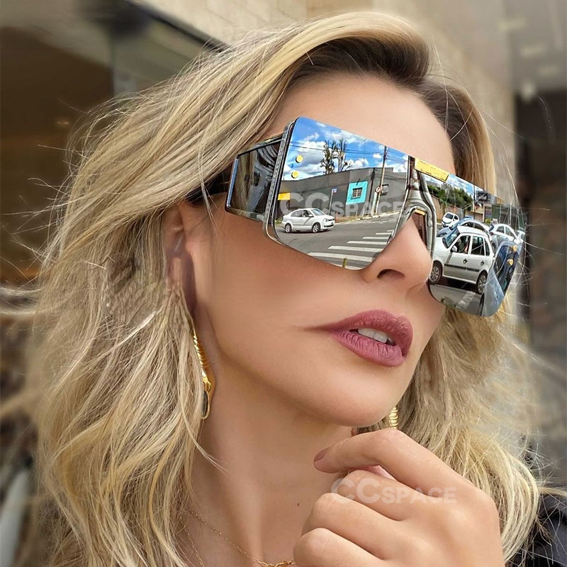 46588 Square Oversized One Lens Sunglasses Retro Men Women Fashion Shades UV400 Vintage Glasses - Image 3