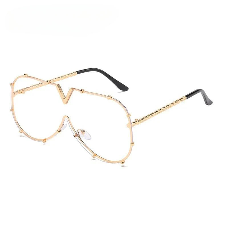 New Fashion One Piece Shield For Women Vintage Oversized Paw Sun Glasses - Image 8