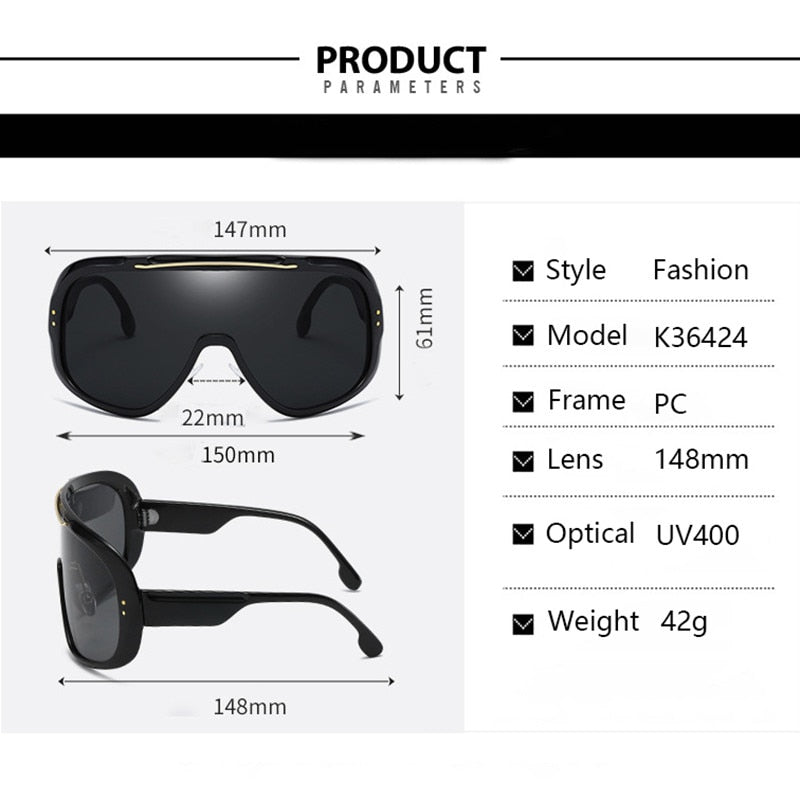 Oversized Classic Men Sunglasses Women One Piece Brand Design Windproof Sun Glasses Sports Shield Big Frame Male UV400 - Image 6