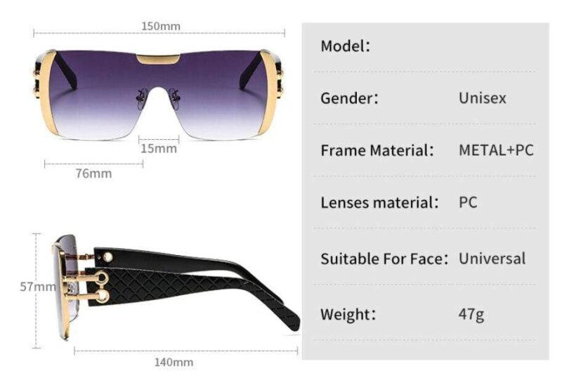 Women Luxury Sunglasses Oversized One Lens Fashion Shades UV400 Vintage Glasses - Image 10