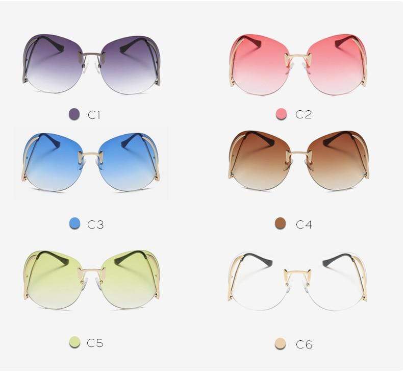 Oversized Rimless Sunglasses Women Vintage Brand Designer Square Sun Glasses Shades Female Pilot Big Frames Eyeglasses UV400 - Image 19