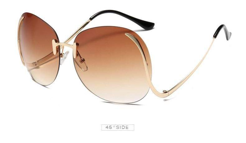 Oversized Rimless Sunglasses Women Vintage Brand Designer Square Sun Glasses Shades Female Pilot Big Frames Eyeglasses UV400 - Image 27