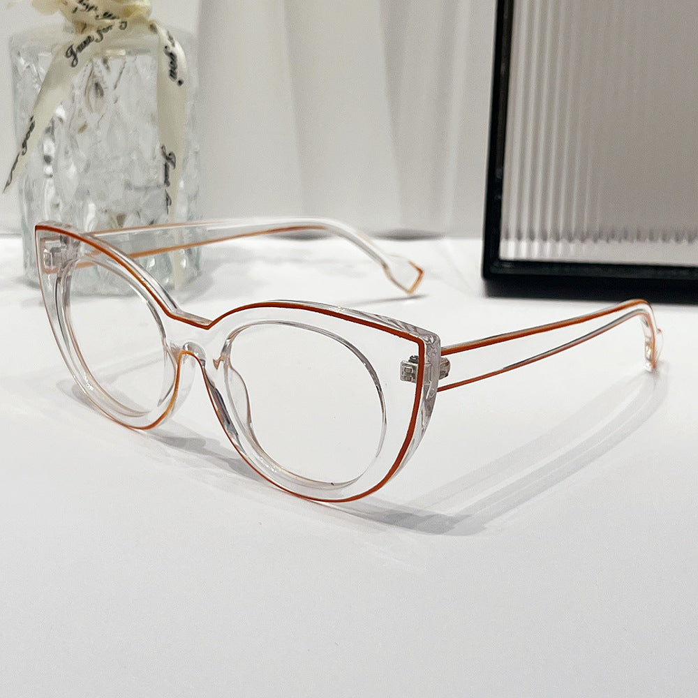 Cat eye flat glasses anti-blue glasses frame cross-border fashion avant-garde glasses frame tide - Image 5