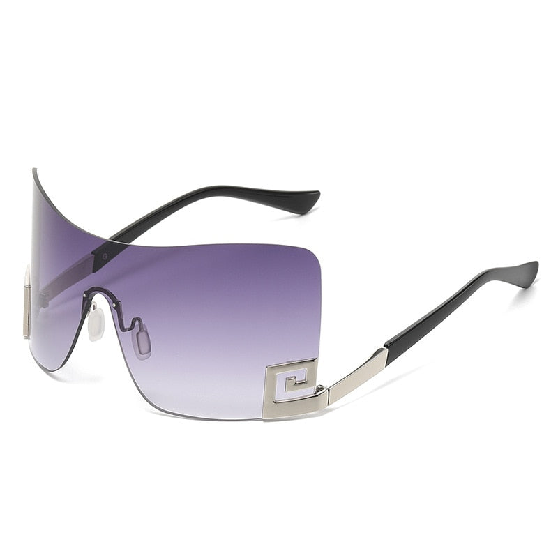 One Piece Shield Rimless Wrap Around Sunglasses Women Vintage Fashion Oversized Sun Glasses Men Trend Luxury Brand Design Shades - Image 12