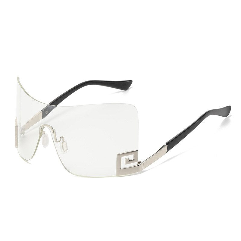 One Piece Shield Rimless Wrap Around Sunglasses Women Vintage Fashion Oversized Sun Glasses Men Trend Luxury Brand Design Shades - Image 8