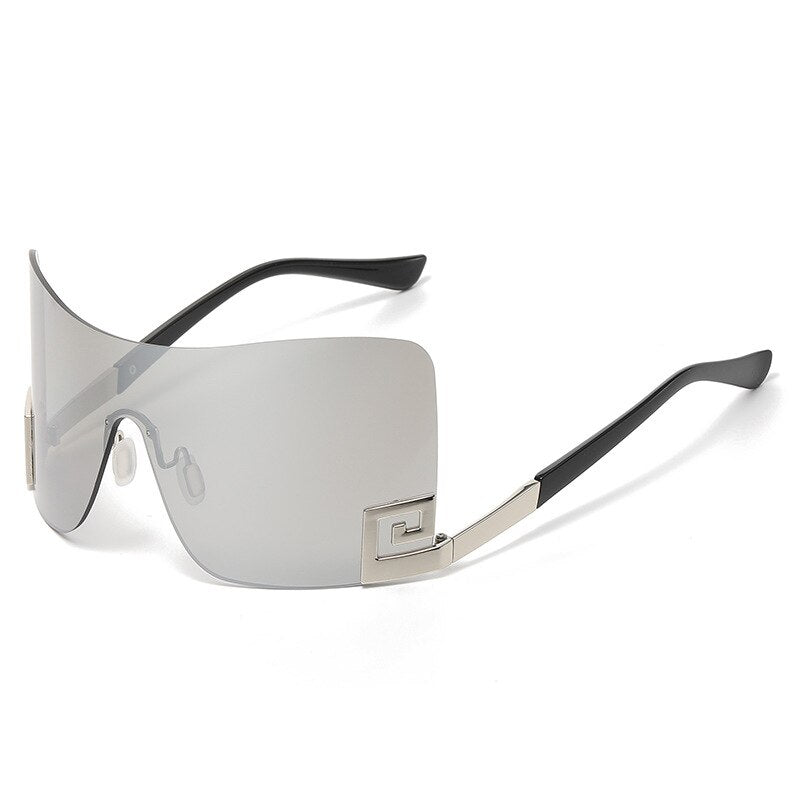 One Piece Shield Rimless Wrap Around Sunglasses Women Vintage Fashion Oversized Sun Glasses Men Trend Luxury Brand Design Shades - Image 11