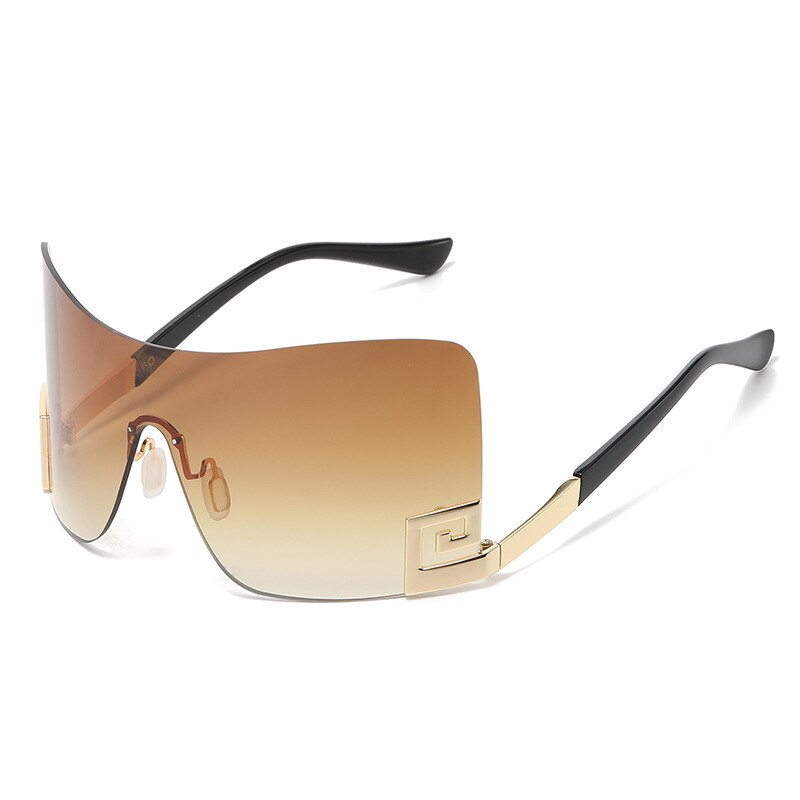 One Piece Shield Rimless Wrap Around Sunglasses Women Vintage Fashion Oversized Sun Glasses Men Trend Luxury Brand Design Shades - Image 9