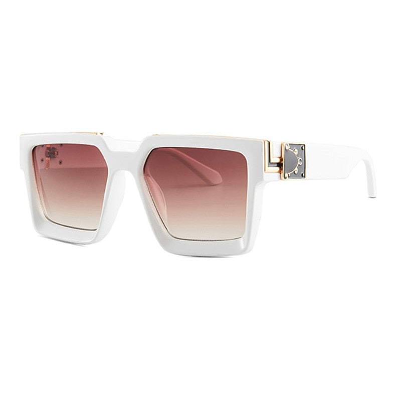 Oversize Square Sunglasses Men Flat Lens Brand Designer Fashion Women Blue Mirror Shades - Image 20