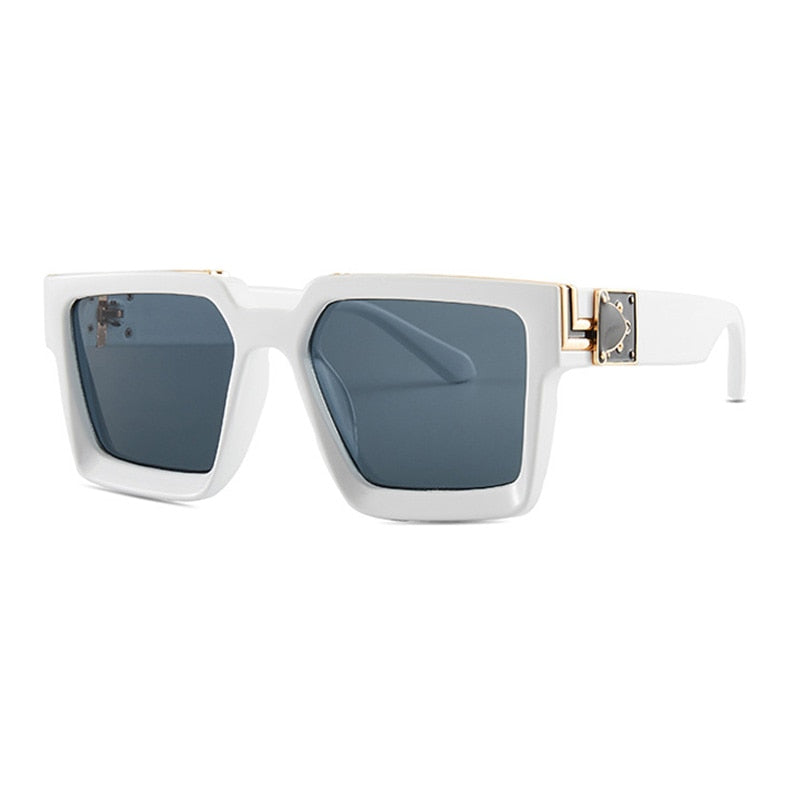 Oversize Square Sunglasses Men Flat Lens Brand Designer Fashion Women Blue Mirror Shades - Image 9