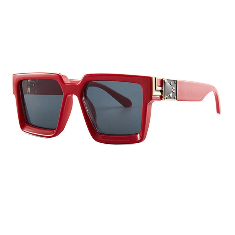 Oversize Square Sunglasses Men Flat Lens Brand Designer Fashion Women Blue Mirror Shades - Image 7