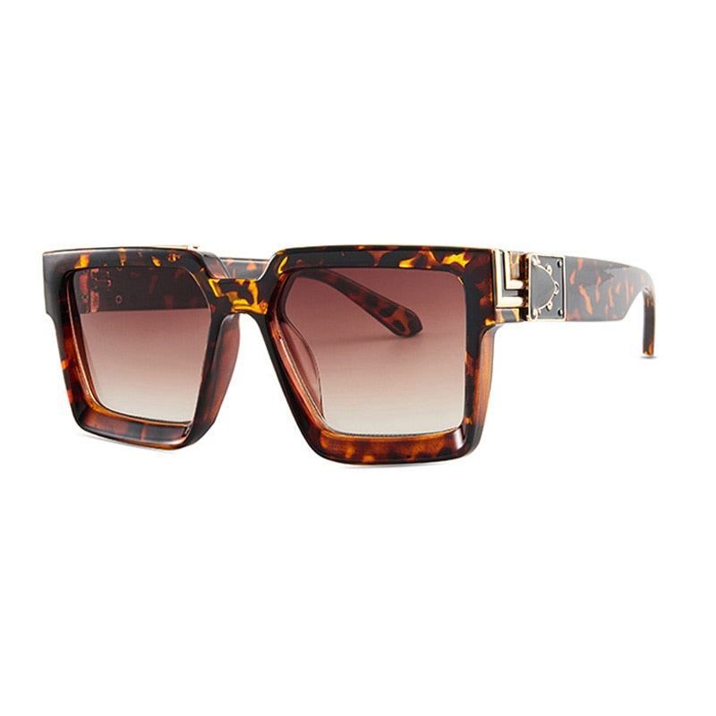 Oversize Square Sunglasses Men Flat Lens Brand Designer Fashion Women Blue Mirror Shades - Image 13