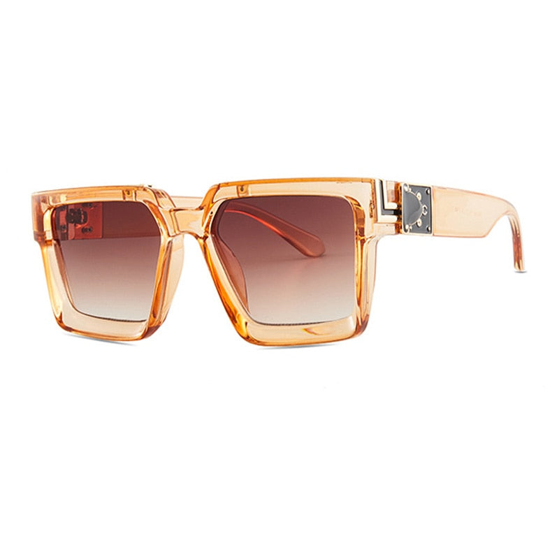 Oversize Square Sunglasses Men Flat Lens Brand Designer Fashion Women Blue Mirror Shades - Image 12