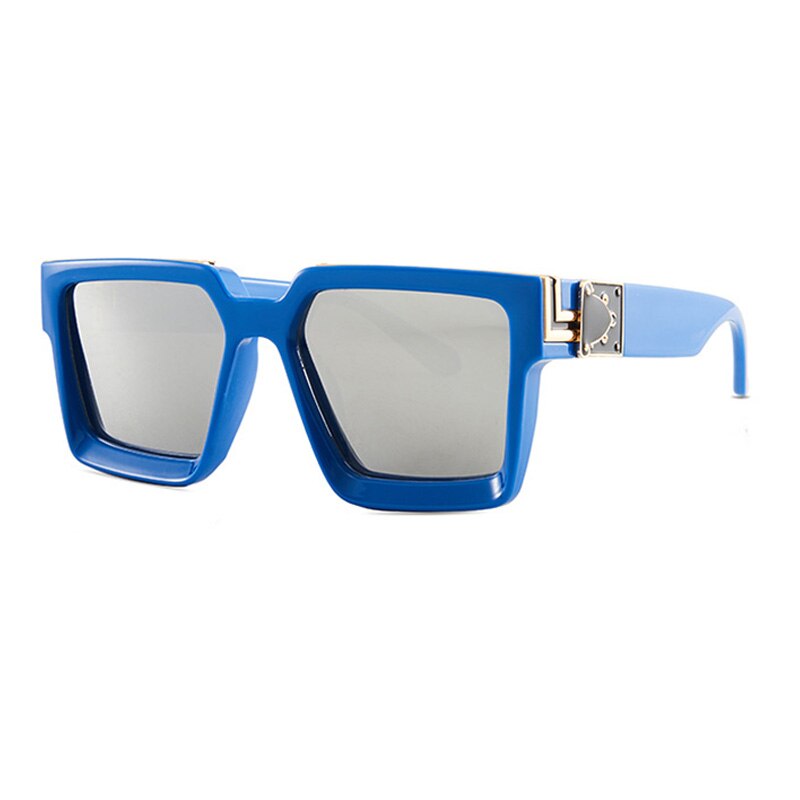 Oversize Square Sunglasses Men Flat Lens Brand Designer Fashion Women Blue Mirror Shades - Image 11