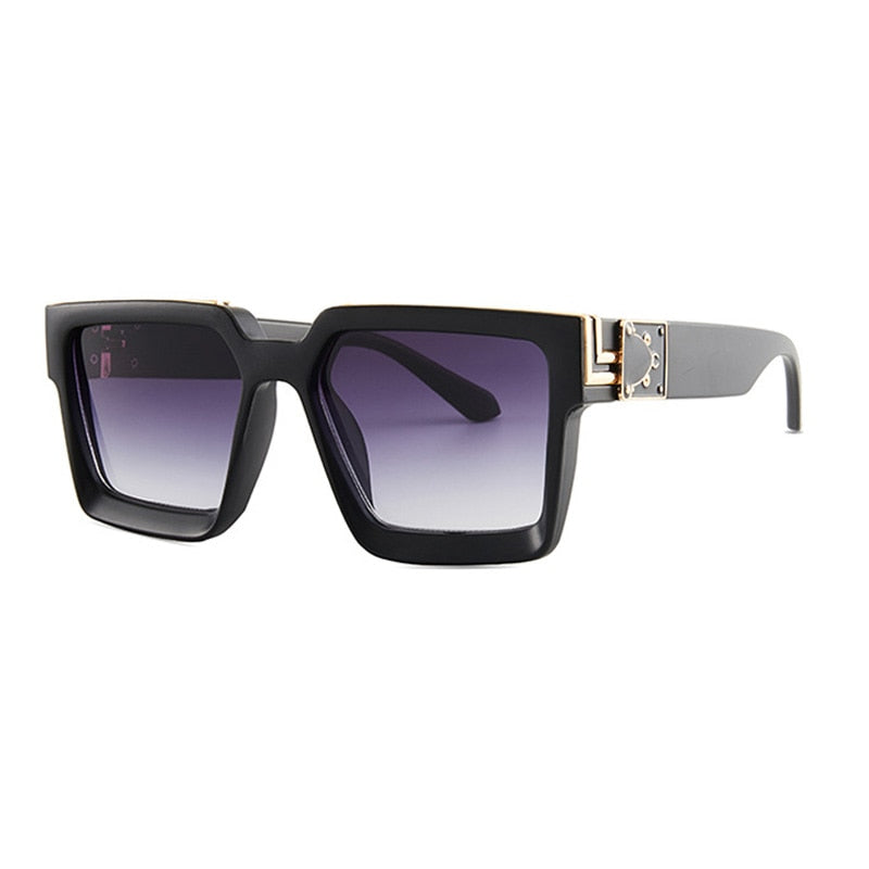 Oversize Square Sunglasses Men Flat Lens Brand Designer Fashion Women Blue Mirror Shades - Image 19