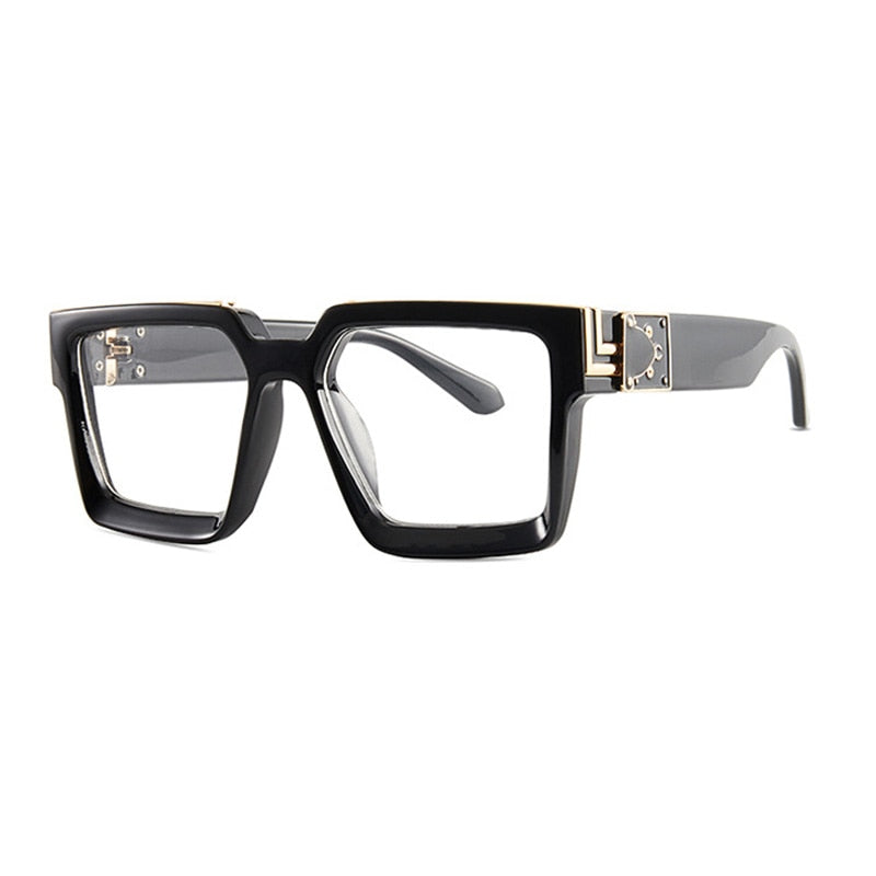 Oversize Square Sunglasses Men Flat Lens Brand Designer Fashion Women Blue Mirror Shades - Image 14