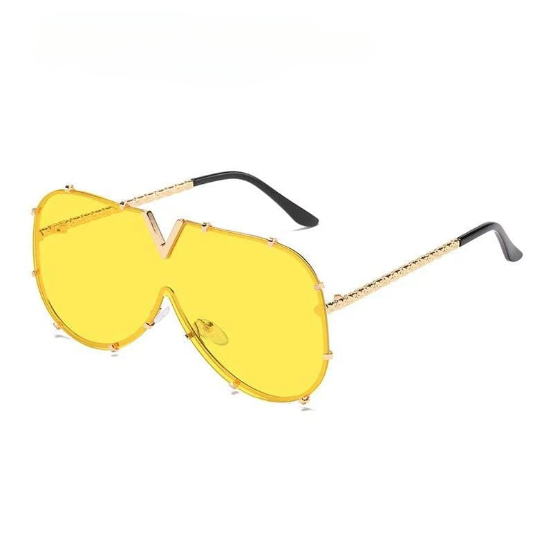 New Fashion One Piece Shield For Women Vintage Oversized Paw Sun Glasses - Image 16