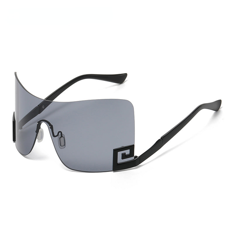 One Piece Shield Rimless Wrap Around Sunglasses Women Vintage Fashion Oversized Sun Glasses Men Trend Luxury Brand Design Shades - Image 4