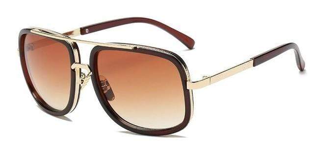 Men's Polarized Sunglasses Big Square Frame Luxury UV400 Retro Sunglasses. Gray - Image 3