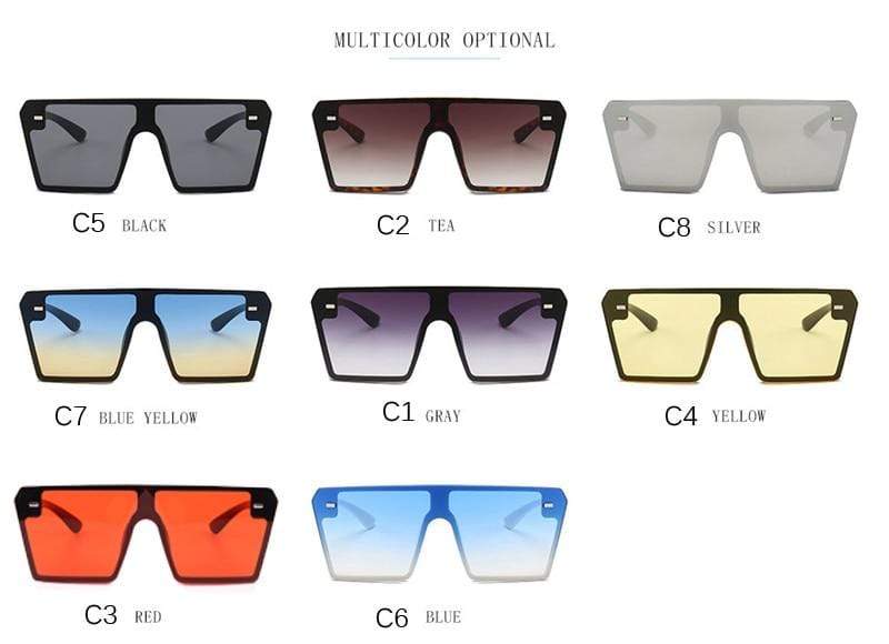 Oversized Square Sunglasses Women Mirror UV400 - Image 2